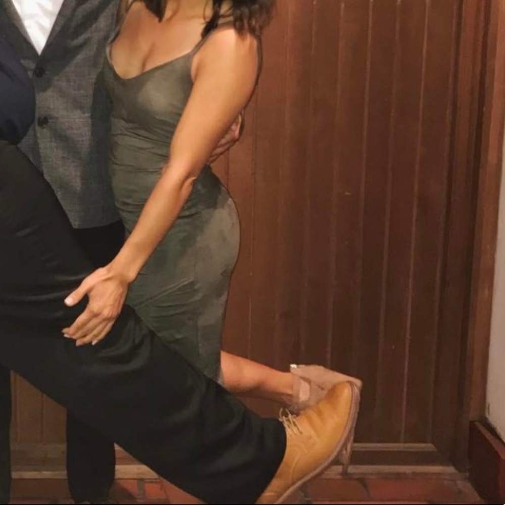 Olive green suede dress